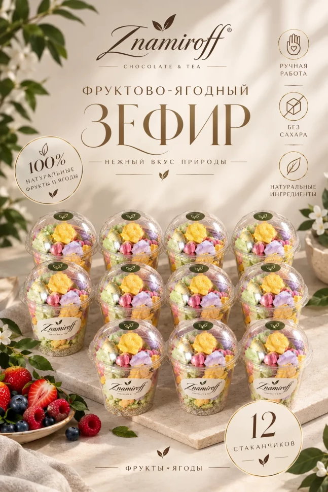  Зефир в стаканчиках без сахара(коробка 12шт по 100гр) в Ижевске