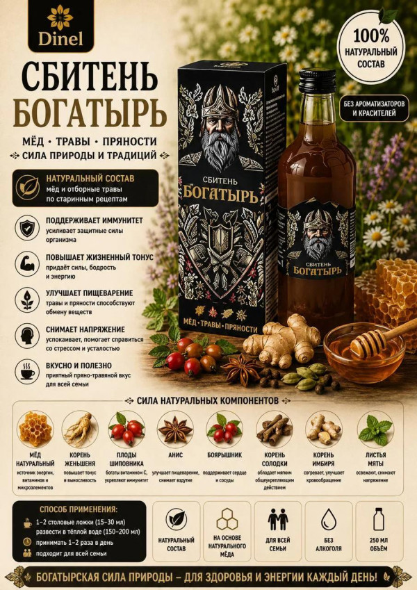 №3 Сбитень Богатырь, 250мл  в Ижевске