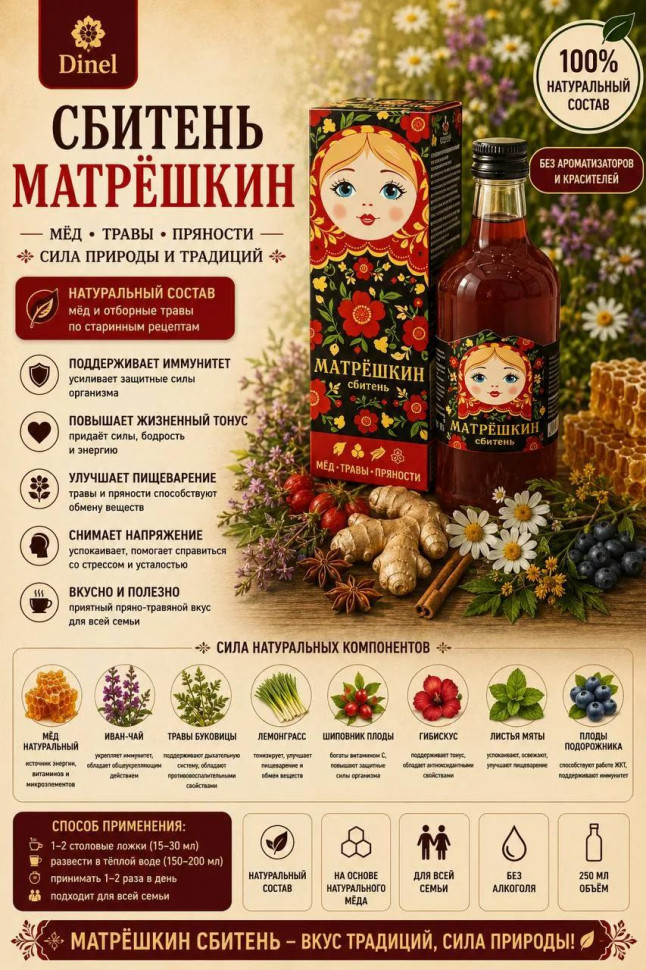  Сбитень Матрёшкин, 250мл  в Ижевске