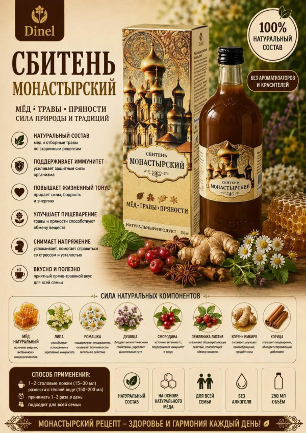 №3 Сбитень Монастырский, 250мл  в Ижевске